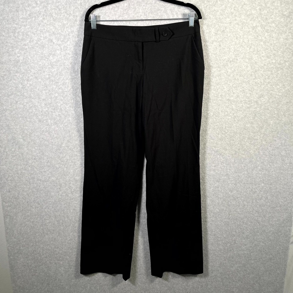 Calvin Klein‎ Wide Leg Dress Pants Womens 6 Black Stretch Formal Business Oxford